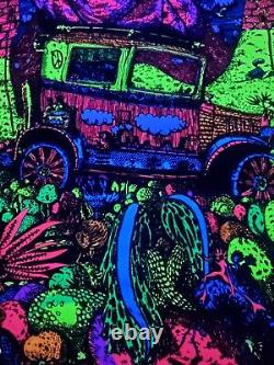 Vintage Psychedelic Blacklight Poster MODEL T Velvet Collectible Car Poster RARE