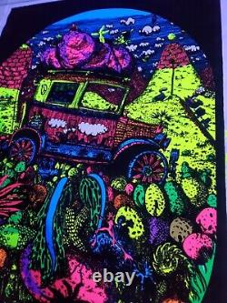 Vintage Psychedelic Blacklight Poster MODEL T Velvet Collectible Car Poster RARE