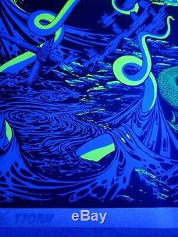 Vintage Psychedelic Blacklight Poster THE STORM 1970 by Bunnell Kraken Mermaid 3