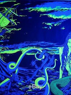 Vintage Psychedelic Blacklight Poster THE STORM 1970 by Bunnell Kraken Mermaid 3