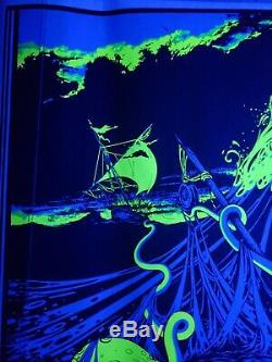 Vintage Psychedelic Blacklight Poster THE STORM 1970 by Bunnell Kraken Mermaid 3