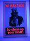 Vintage Psychedelic Blacklight Poster Uncle Sam Clean Up Your Room Very Cool Nos