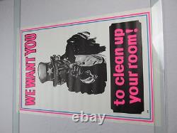 Vintage Psychedelic Blacklight Poster Uncle Sam Clean Up Your Room VERY COOL NOS