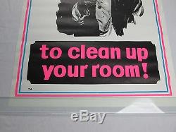 Vintage Psychedelic Blacklight Poster Uncle Sam Clean Up Your Room VERY COOL NOS