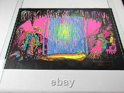 Vintage Psychedelic Blacklight Poster WINDOW Waterfall Over Trippy Sunset RARE