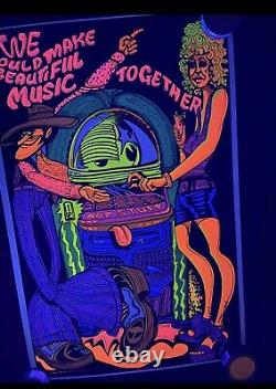 Vintage R J Ward 1970s Black Light Poster We could Make Beautiful Music Together