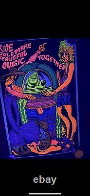 Vintage R J Ward 1970s Black Light Poster We could Make Beautiful Music Together