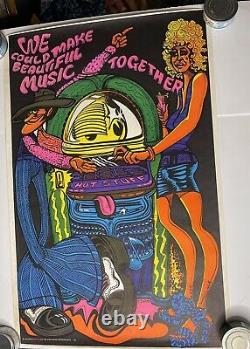 Vintage R J Ward 1970s Black Light Poster We could Make Beautiful Music Together