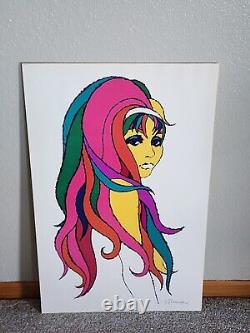 Vintage Rainbow Colored Big Hair Woman Lady 1970's Groovy Hip POSTER By N LEUMAN