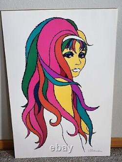 Vintage Rainbow Colored Big Hair Woman Lady 1970's Groovy Hip POSTER By N LEUMAN