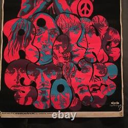 Vintage Rolling Stones Black Light Poster Not A Reprint Original