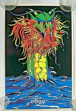 Vintage SEA MONSTER Blacklight Poster #1610 1980 Scorpio NY Velvet Flocked Neon