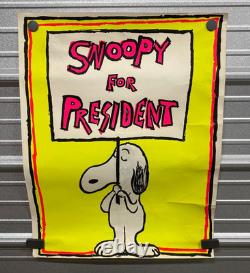 Vintage SNOOPY FOR PRESIDENT Blacklight Poster 1968 Anti War RARE Leslie Tobin
