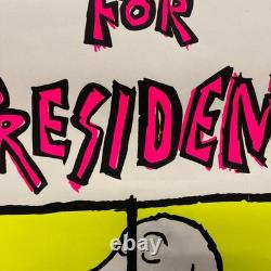 Vintage SNOOPY FOR PRESIDENT Blacklight Poster 1968 Anti War RARE Leslie Tobin