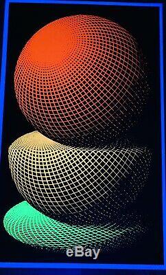 Vintage SPHERES Blacklight Poster Original Escher NOS Silk Screened