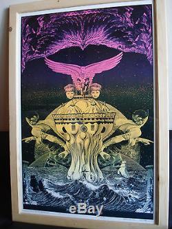 Vintage Satty FULL MOON in ARIES blacklight poster Psychedelic Original Mint NOS
