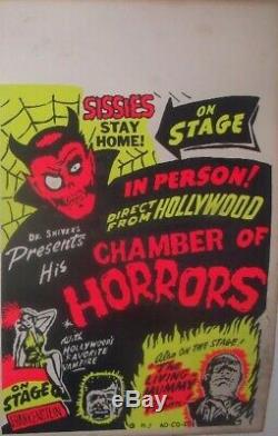 Vintage Spook Show Poster Dr. Shiver's Chamber Of Horrors Original Black Light