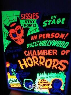 Vintage Spook Show Poster Dr. Shiver's Chamber Of Horrors Original Black Light