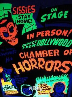 Vintage Spook Show Poster Dr. Shiver's Chamber Of Horrors Original Black Light