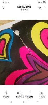 Vintage Stern Graphics Psychedelic Blacklight Poster Hearts Flowers 1960s 23x35