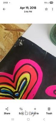 Vintage Stern Graphics Psychedelic Blacklight Poster Hearts Flowers 1960s 23x35