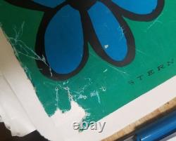 Vintage Stern Graphics Psychedelic Blacklight Poster Hearts Flowers 1960s 23x35