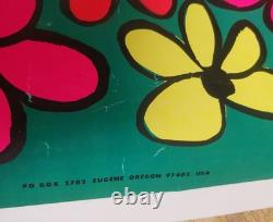 Vintage Stern Graphics Psychedelic Blacklight Poster Hearts Flowers 1960s 23x35