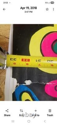 Vintage Stern Graphics Psychedelic Blacklight Poster Hearts Flowers 1960s 23x35