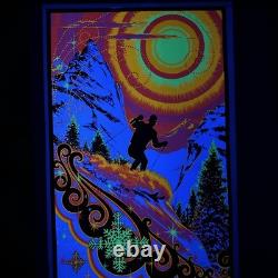 Vintage Sunrise Skier Black light Poster by AA Sales NOS 35x23 Snow Ski 1970s