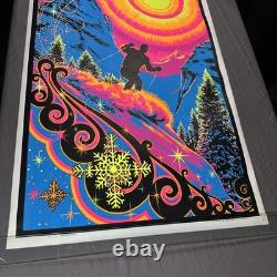 Vintage Sunrise Skier Black light Poster by AA Sales NOS 35x23 Snow Ski 1970s