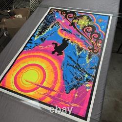 Vintage Sunrise Skier Black light Poster by AA Sales NOS 35x23 Snow Ski 1970s