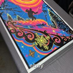 Vintage Sunrise Skier Black light Poster by AA Sales NOS 35x23 Snow Ski 1970s