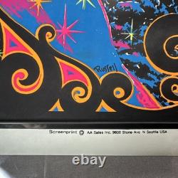 Vintage Sunrise Skier Black light Poster by AA Sales NOS 35x23 Snow Ski 1970s