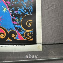 Vintage Sunrise Skier Black light Poster by AA Sales NOS 35x23 Snow Ski 1970s