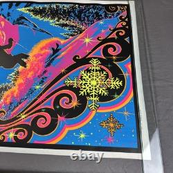 Vintage Sunrise Skier Black light Poster by AA Sales NOS 35x23 Snow Ski 1970s