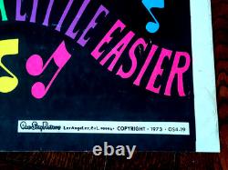 Vintage TAKE LIFE A LITTLE EASIER Blacklight Poster 1973 Burger Afro One Stop