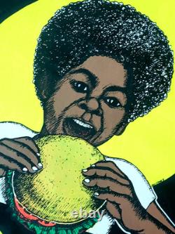 Vintage TAKE LIFE A LITTLE EASIER Blacklight Poster 1973 Burger Afro One Stop