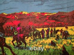 Vintage THE AMERICANS Poster Native Buffalo Houston Blacklight 60s 70s Buffalo