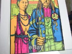 Vintage THE ODD COUPLE Blacklight Poster HIPPIE AMERICAN GOTHIC Head Shop NOS