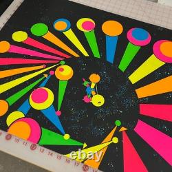 Vintage Third Eye NY Blacklight Poster Space Station #750 Walter Bomar 1968