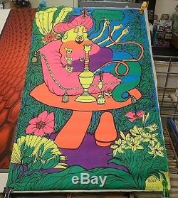 Vintage Tom Gatz Who Are You Black-light Poster 1970 Buddha Smoking Hookah