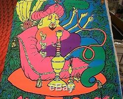 Vintage Tom Gatz Who Are You Black-light Poster 1970 Buddha Smoking Hookah