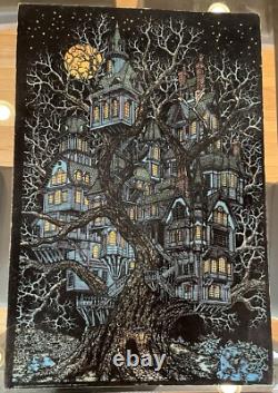 Vintage Treehouse Blacklight Poster 70s Western Graphics Eugene Oregon. Rare