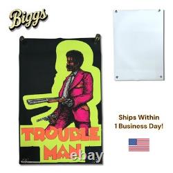 Vintage Trouble Man Poster Black Light Reactive Geo Stowe Jr 1973 One Stop 23x35