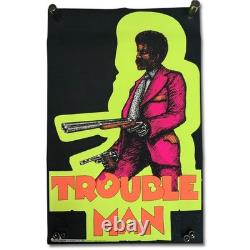 Vintage Trouble Man Poster Black Light Reactive Geo Stowe Jr 1973 One Stop 23x35