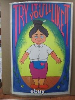 Vintage Try it You'll Like it Black Light Poster 1971 In#G438
