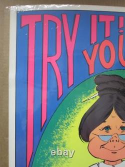 Vintage Try it You'll Like it Black Light Poster 1971 In#G438