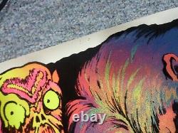 Vintage Velva-Print Nightmare Monster Blacklight Poster Felt Psychedelic 1970s