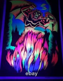 Vintage Velva-glow blacklight poster, Satan's Den PP-489 Rare Htf Read Desc