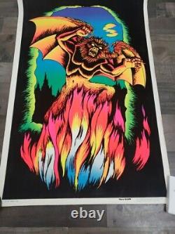 Vintage Velva-glow blacklight poster, Satan's Den PP-489 Rare Htf Read Desc